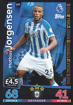 Mathias Jorgensen Huddersfield Town 2018/19 Topps Match Attax #165